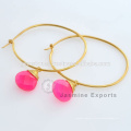 Boucles d&#39;oreilles en pierres précieuses en argent sterling réplique King And Queen Hot Pink